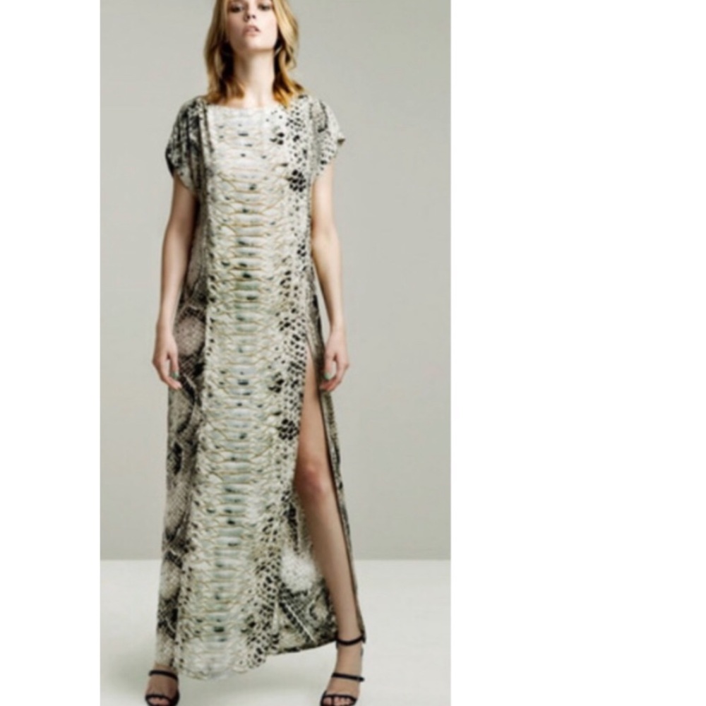 Zara Snake Print Maxi Dress Short Sleeve Python